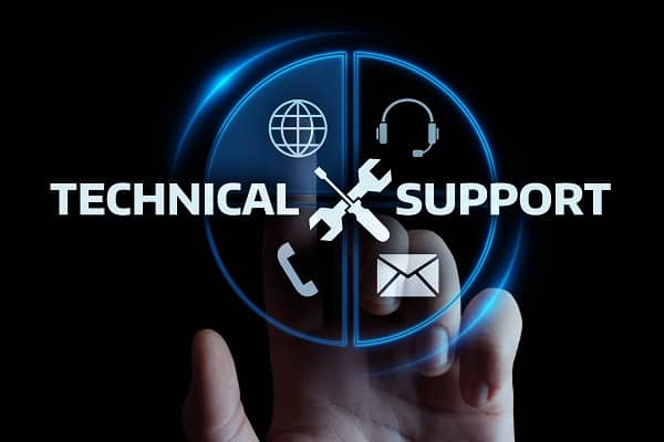 Tech support for businesses through phone and email communication.