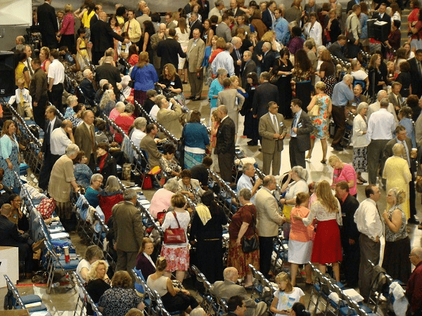 An image of a people networking at a business event.