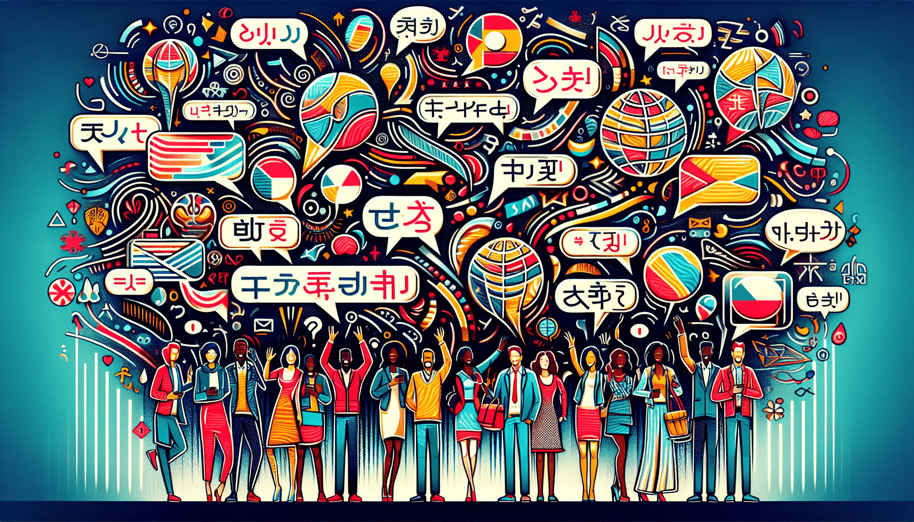 Illustration of language learning and cultural exchange through conversation