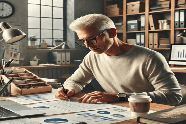 Man working on a business plan.