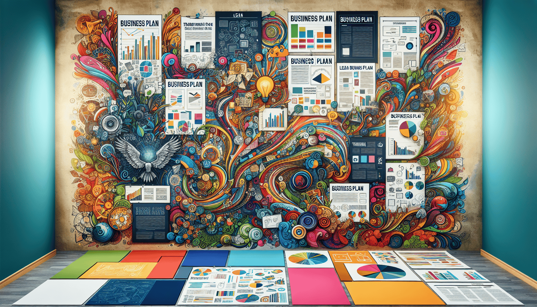 A visual representation of different business plan formats, showcasing examples of traditional and lean business plans.