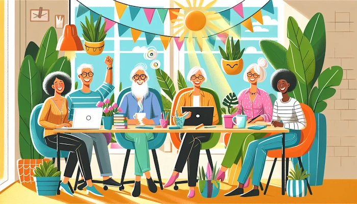 An illustration highlighting the benefits of remote work for older workers.