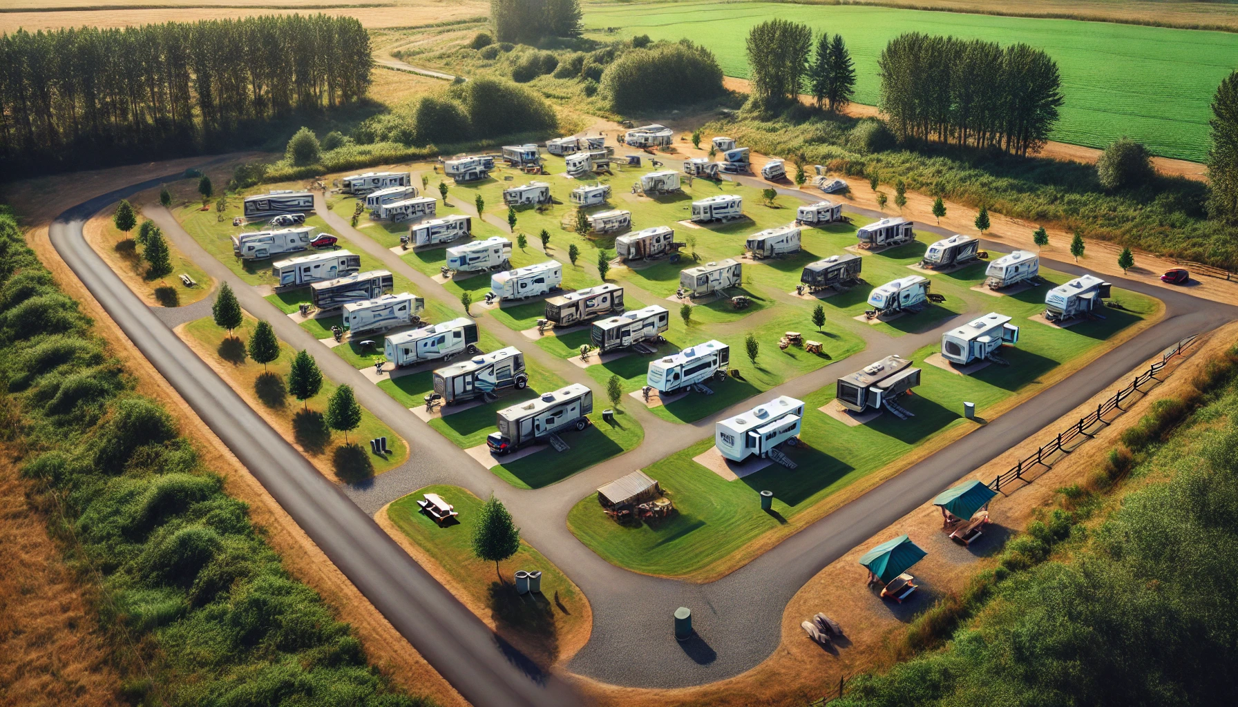 aerial view of a small RV park