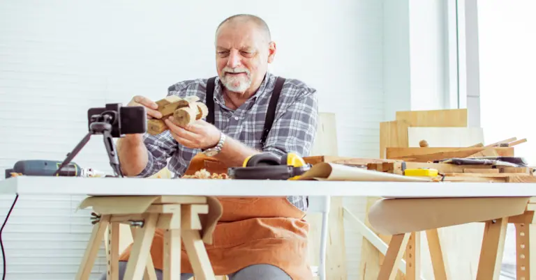 Older person woodworking