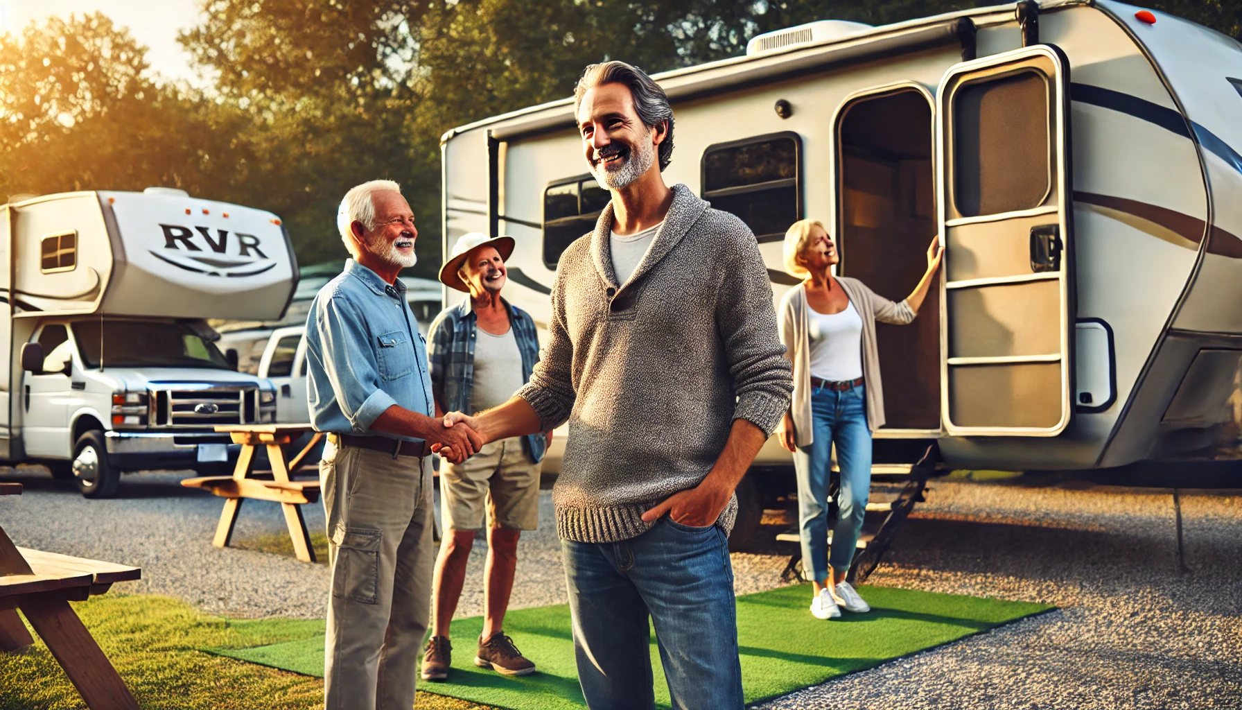 RV park owner greeting guests