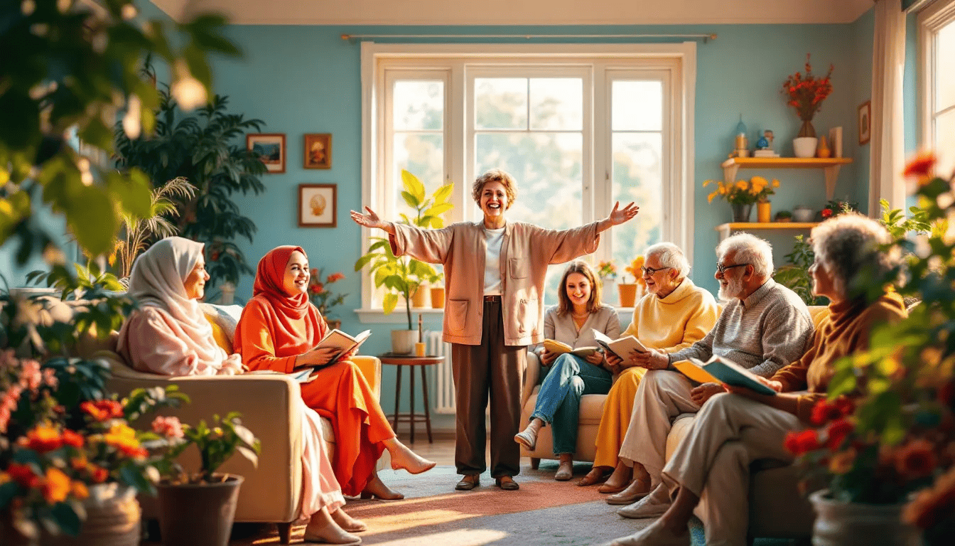 Lady teaching in her new job after retiring. 
