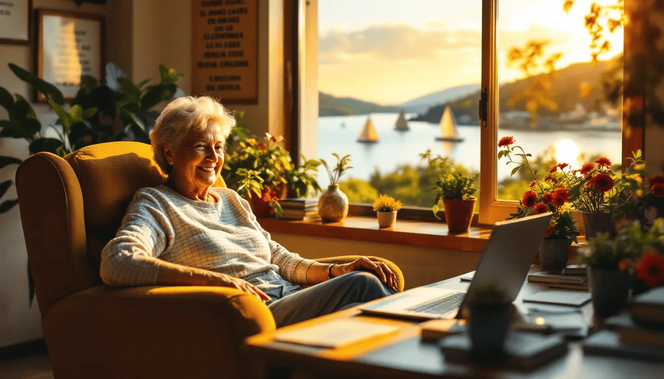 A person working on a laptop at home, illustrating freelancing and writing as a second career after retirement.