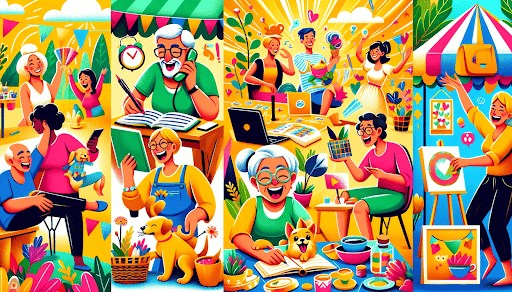 A collage image showing some of the Best Retirement Side Hustles.