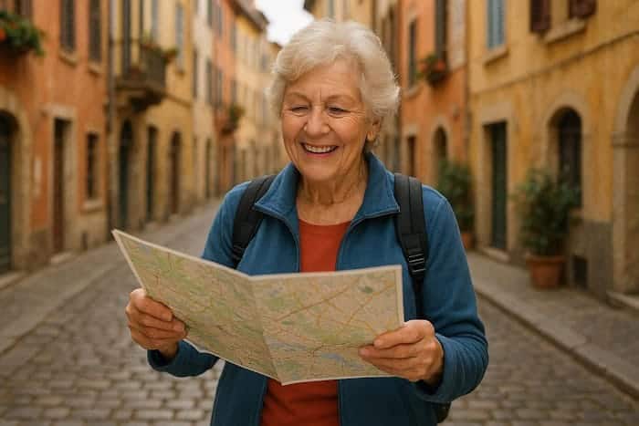 Lady exploring Europe.